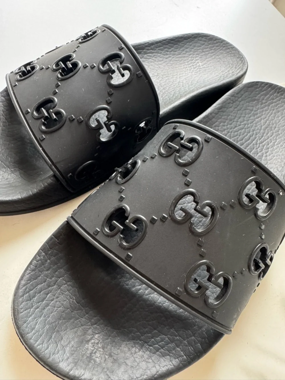 Gucci Black Women's GG Embossed Slide Sandals - Picture 2 of 8